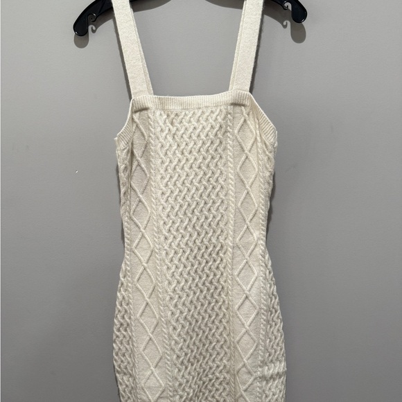 Two Piece Cream Cable Knit Sweater Dress - Picture 7 of 8